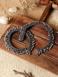 TEEJH Raashika Silver Oxidised Anklets