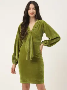 WISSTLER Green Velvet Sheath Dress