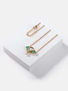 SHAYA Gold-Plated & Sea Green Brass Necklace
