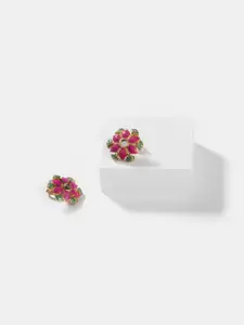 SHAYA Pink & Green Contemporary Studs Earrings