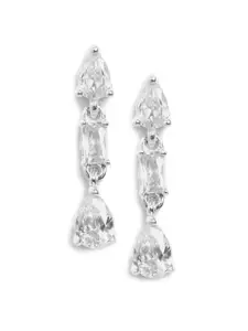 MINUTIAE Silver-Toned Teardrop Shaped Fluid Crystal Earring