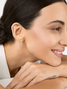 MINUTIAE Silver-Plated & White Crystals Drop Earrings