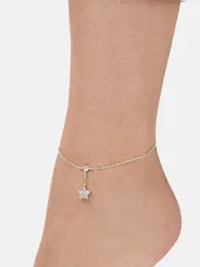 MINUTIAE Silver-Plated White Crystal-Studded Handcrafted Anklet