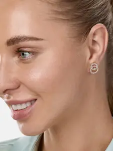 MINUTIAE Silver-Plated & White Crystals Studs Earrings