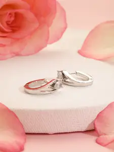 MINUTIAE Silver-Toned Contemporary Half Hoop Earrings