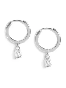 MINUTIAE Silver-Plated & White Oval Hoop Earrings