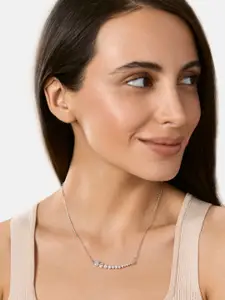 MINUTIAE Silver-Plated & White Oval Drop Earrings