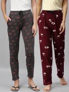 Kryptic Women Pack of 2 Printed Pure Cotton Lounge Pants