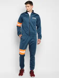 Yuuki Men Blue & Orange Solid Track Suit