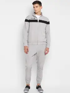Yuuki Men Grey & Black Solid Tracksuit