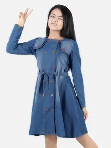 StyleStone Girls Blue Denim A-Line Dress
