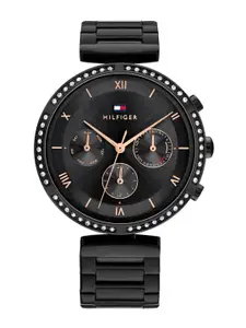 Tommy Hilfiger Women Black Dial & Black Stainless Steel Bracelet Style Straps Analogue Watch TH1782390