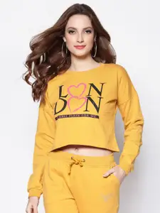 Sera Women Yellow Printed Sweatshirt