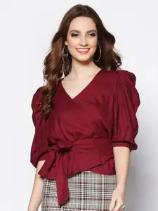 Sera Burgundy Wrap Top