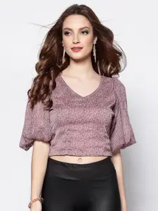 Sera Mauve Floral Chiffon Regular Crop Top