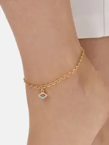 MINUTIAE Women Gold Toned & Blue Charm Anklet