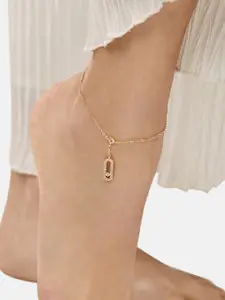 MINUTIAE Gold-Plated White Crystal-Studded Handcrafted Anklet