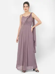 Eavan Lavender Embellished Georgette Maxi Dress