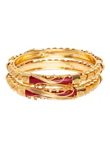 Mali Fionna Set Of 2 Red & Gold-Toned Bangles