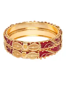 Mali Fionna Women Red & Gold Toned Alloy Gold Plated Enamelled Bangle
