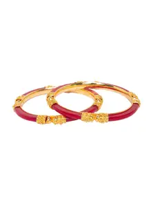 Mali Fionna Set Of 2 Red Gold-Plated Bangle