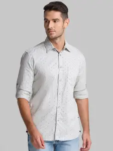 Parx Men Grey Slim Fit Opaque Printed Casual Shirt