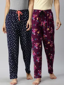 Kryptic Kryptic Women Pack Of 2 Printed Pure Cotton Lounge Pants