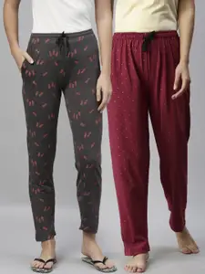 Kryptic Kryptic Women Pack Of 2 Printed Pure Cotton Lounge Pants