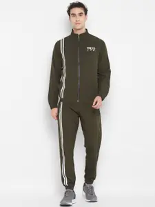 Yuuki Men Olive Green Solid Tracksuit