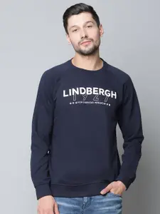 LINDBERGH Men Navy Blue Printed Sweatshirt