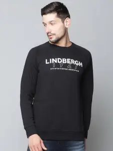 LINDBERGH Men Black Printed Pure Cotton Sweatshirt