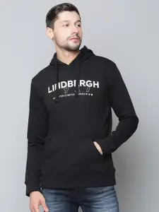 LINDBERGH Men Black Printed Hooded Sweatshirt
