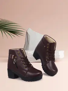 TWIN TOES Brown Platform Heeled Boots with Tassels