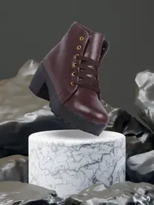 TWIN TOES Brown Block Heeled Boots