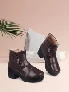 TWIN TOES Brown Platform Heeled Boots