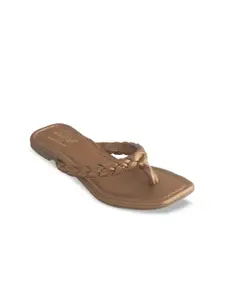 Bowtoes Women Bronze-Toned Open Toe Flats