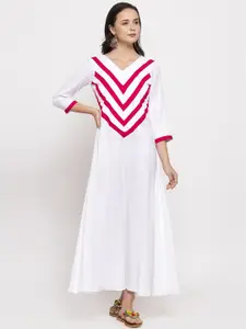 DUGRI BE THE ONE Women White Striped Maxi Dress