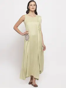DUGRI BE THE ONE Green Cotton Maxi Dress
