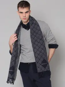GANT Men Navy Blue Self Design Scarf