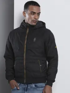 The Indian Garage Co Men Slim Fit Zip-Front Puffer Jacket with Hood