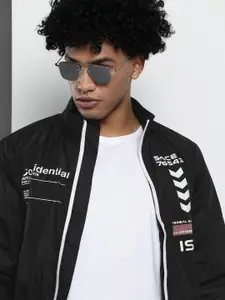 The Indian Garage Co Men Typographic Print Slim Fit High-Neck Bomber Jacket