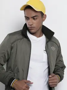 The Indian Garage Co Men Slim Fit High-Neck Zip-Front Bomber Jacket