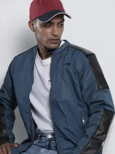 The Indian Garage Co Men Colourblock Slim Fit Bomber Jacket