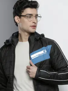 The Indian Garage Co Men Slim Fit Zip-Front Puffer Jacket with Detachable Hood