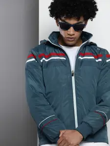 The Indian Garage Co Hooded Slim Fit Bomber Jacket with Zippered Insert Pockets