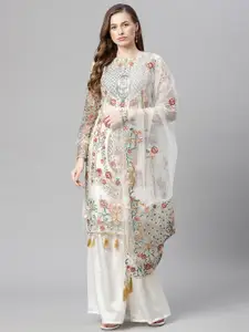 Readiprint Fashions White Embroidered Unstitched Dress Material