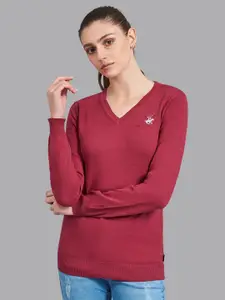 Beverly Hills Polo Club Women Burgundy Solid Pullover