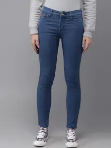 Campus Sutra Women Blue Smart Skinny Fit Low Distress Stretchable Jeans