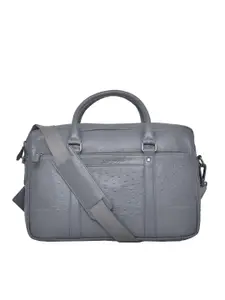 OLIVE MIST Unisex Grey Textured Leather Laptop Bag