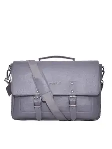 OLIVE MIST Unisex Grey Textured Leather Laptop Bag